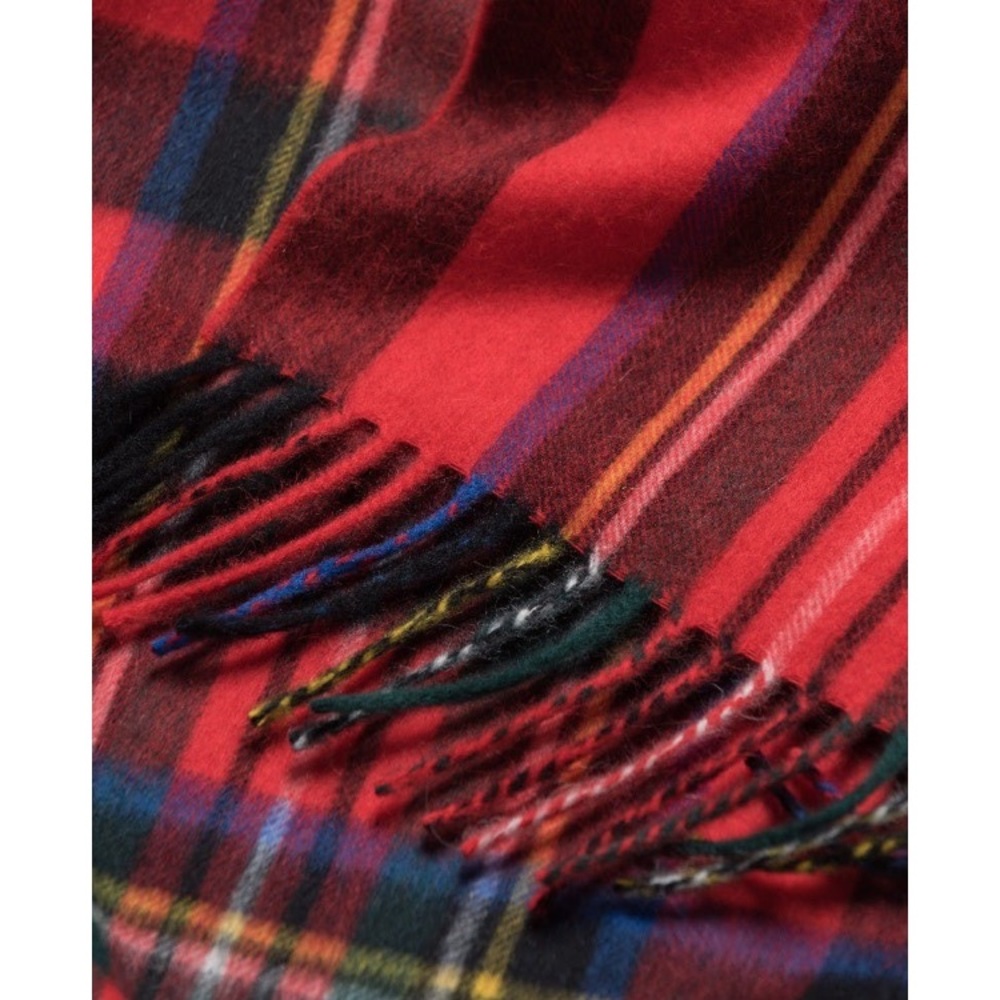 $65 SERRA Red IRISH PLAID Blanket Shawl Fringe Buffalo Scarf - Picture 4 of 16